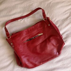 Red Leather Tote—Genuine Leather